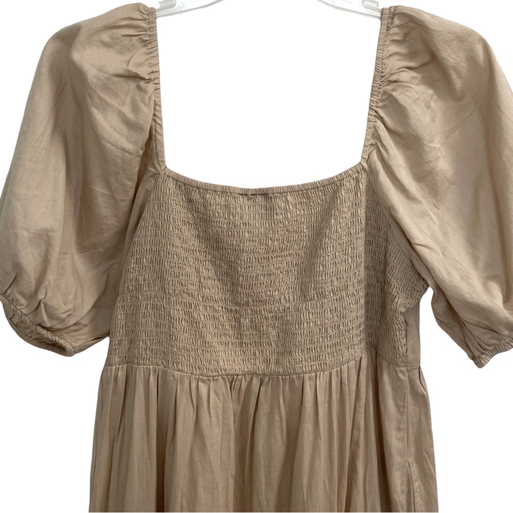 GAP Puff Tiered Midi Dress in Sand Khaki Tan Size XL Tall NWT - Picture 8 of 11